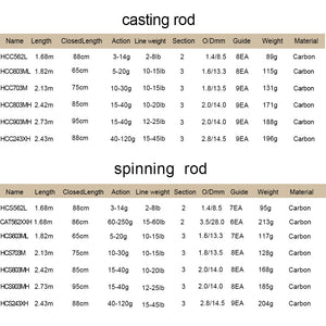 Section Ultra Light Casting Spinning Rod