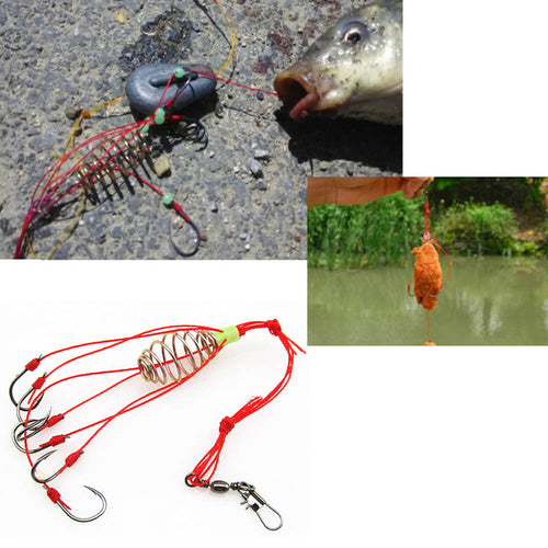Cage Sharp Fishing Hook with Stainless Steel Spring